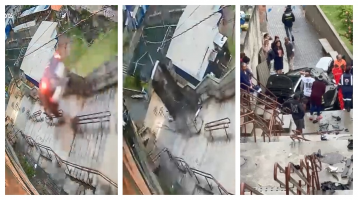 Motorista de carro que voou sobre escadaria na Zona Sul de SP escapa com apenas um arranhão: ‘Foi Deus que me segurou’