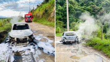 Incêndio destrói carro em avenida de Caraguatatuba, SP